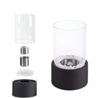 Cylindrical Tabletop Bio Ethanol Fireplace for Outdoor Use with Glass Tube