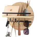 Eco-Friendly Wall Organizer - Stylish Round Wooden Key Holder