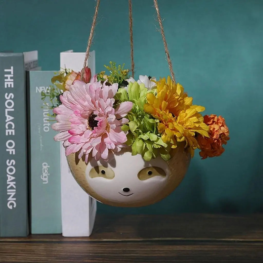 Charming Sloth-Inspired Hanging Planter for Succulents