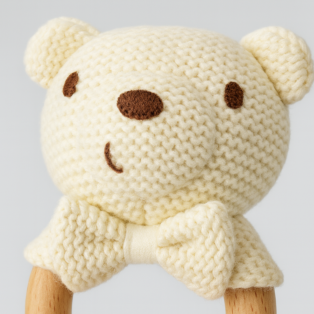 Baby Rattle Toy in Bear Knit Design