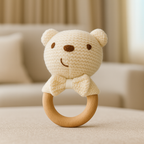 Baby Rattle Toy in Bear Knit Design