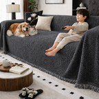Non-Slip Microfiber Couch Protector with Herringbone Stripe Design
