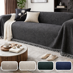 Non-Slip Microfiber Couch Protector with Herringbone Stripe Design