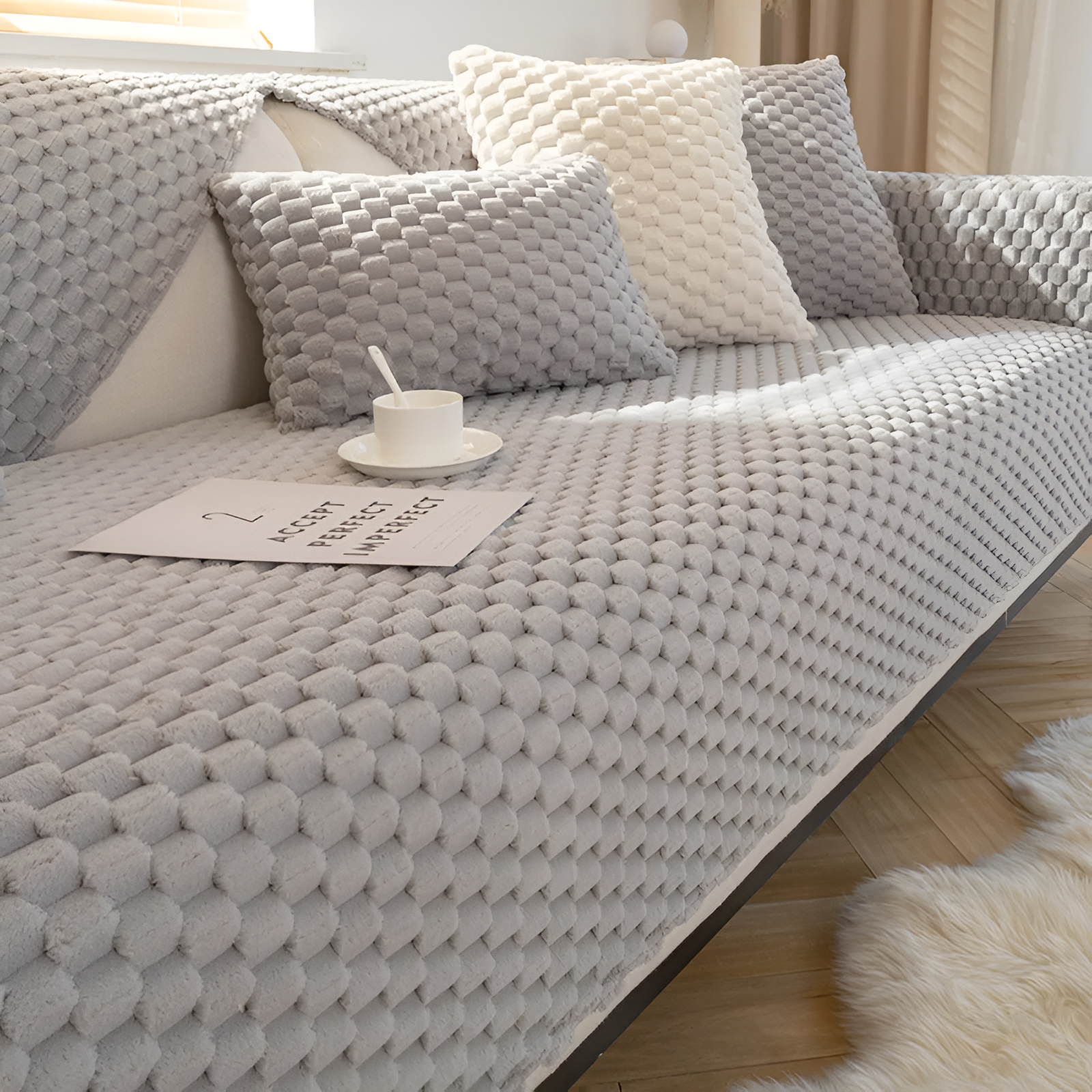 Honeycomb Pattern Sofa Protector | Slip-Resistant & Stain-Repellent | Universal Fit for Lounge