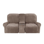 Velvet Plush Sofa Protector with Cup Holders – Non-Slip Cover for 2-Seater Recliner