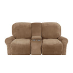 Velvet Plush Sofa Protector with Cup Holders – Non-Slip Cover for 2-Seater Recliner