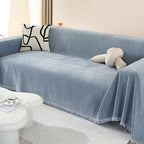 Elegant Living Room Sofa Protector with Chenille Herringbone and Tassels
