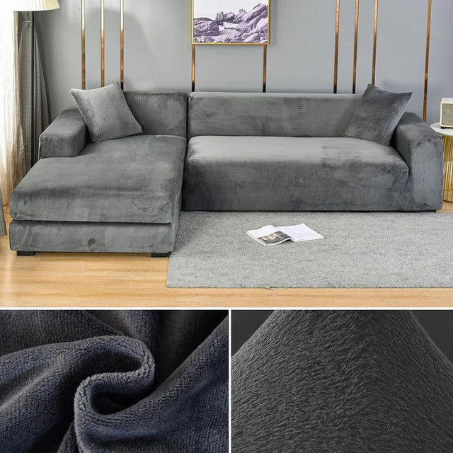Universal Fit Velvet Sofa Cover – Stain-Resistant Elastic Protection