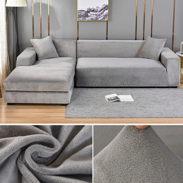Universal Fit Velvet Sofa Cover – Stain-Resistant Elastic Protection