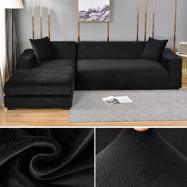 Universal Fit Velvet Sofa Cover – Stain-Resistant Elastic Protection