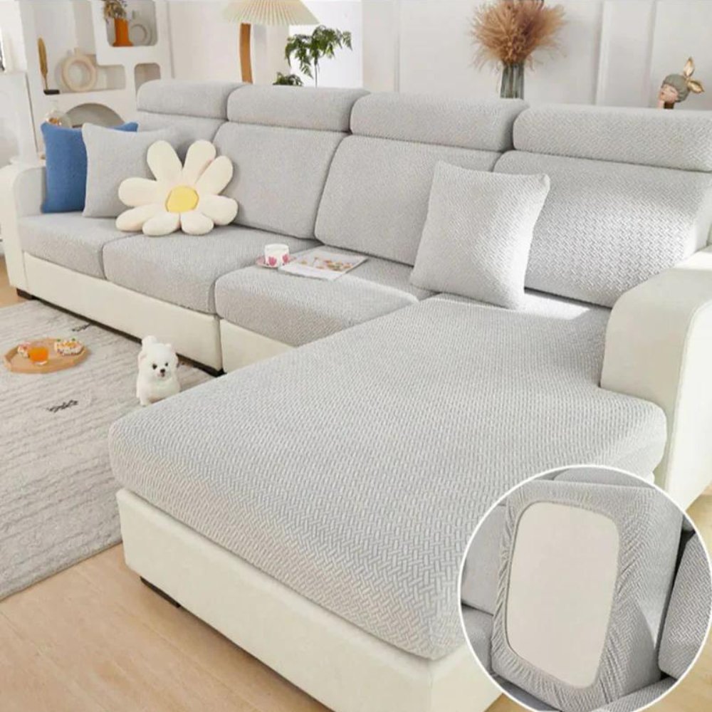 Stretch Fabric Sofa Cover – Machine Washable, Pet-Friendly Living Room Shield