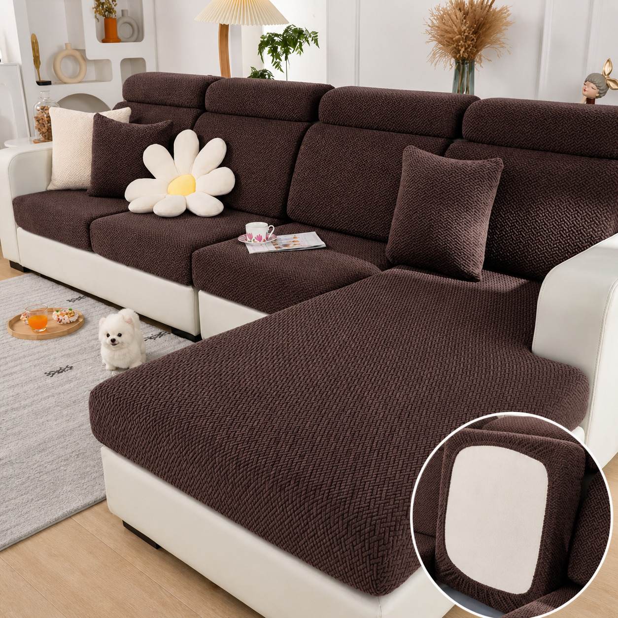 Stretch Fabric Sofa Cover – Machine Washable, Pet-Friendly Living Room Shield