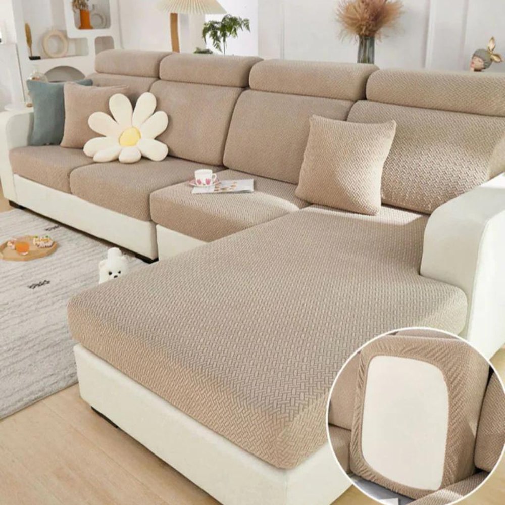 Stretch Fabric Sofa Cover – Machine Washable, Pet-Friendly Living Room Shield