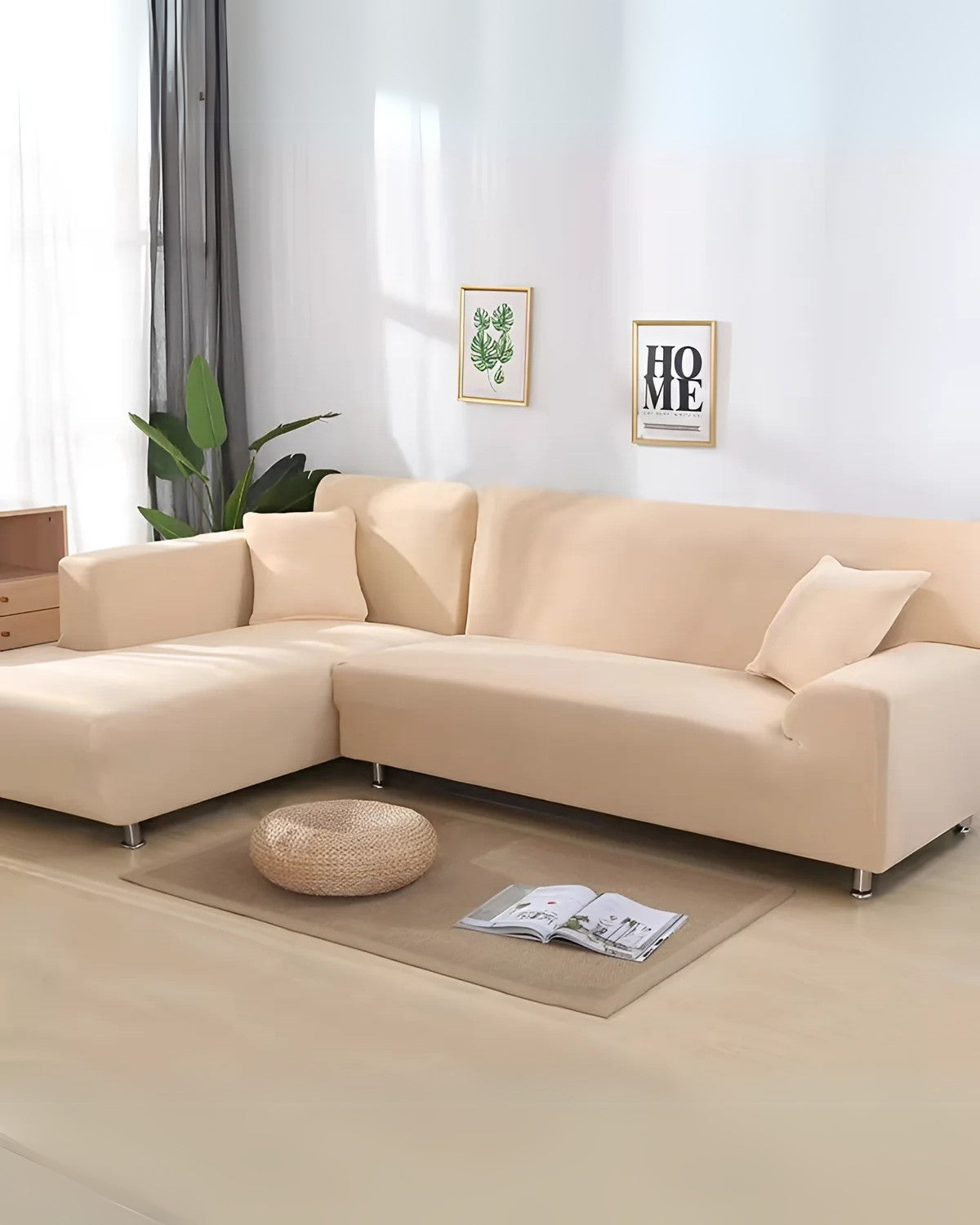 Stretchy Milk Silk Sofa Slipcover – Easy Fit Design for Living Room