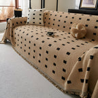 Modern Square Pattern Sofa Cover in Microfiber – Wrinkle-Resistant