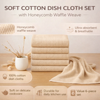 Absorbent Honeycomb Waffle Weave Cotton Dish Cloths Set