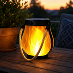 Lanterns with Solar Flames and Hemp Rope Hanging Design