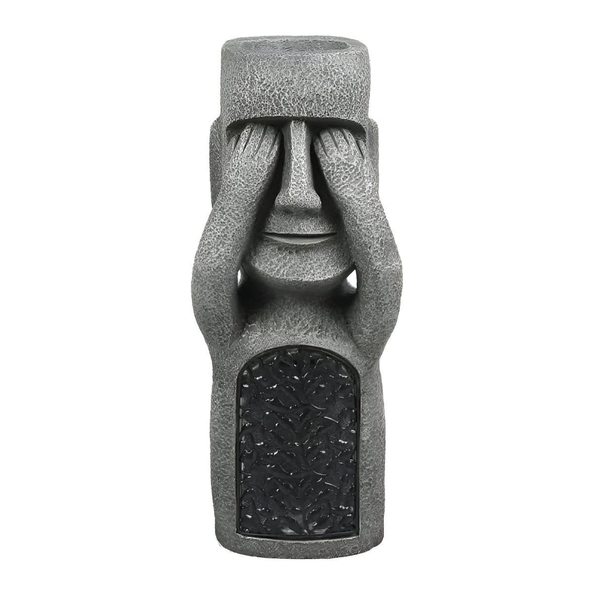 Decorative Moai Planter Statue with Solar Lighting for the Garden