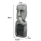Decorative Moai Planter Statue with Solar Lighting for the Garden