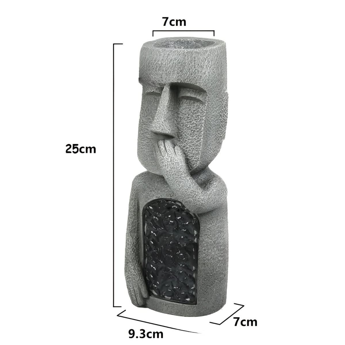 Decorative Moai Planter Statue with Solar Lighting for the Garden