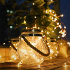 Glass Jar Shaped Solar Lantern for Outdoor Use with Handle