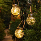 Glass Jar Shaped Solar Lantern for Outdoor Use with Handle
