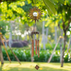 Hanging Solar Garden Light with Sun-Shaped Glass Globe and Dusk Sensor