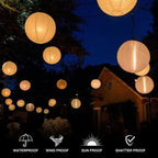 White Round Solar Lantern for Outdoor Hanging with Light Sensor