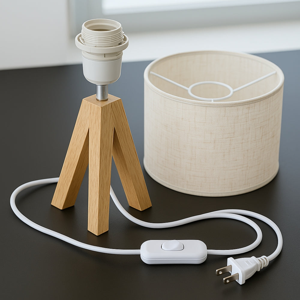 Adjustable Light Table Lamp with Wooden Base for Bedroom and Desk