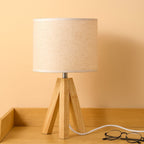 Adjustable Light Table Lamp with Wooden Base for Bedroom and Desk