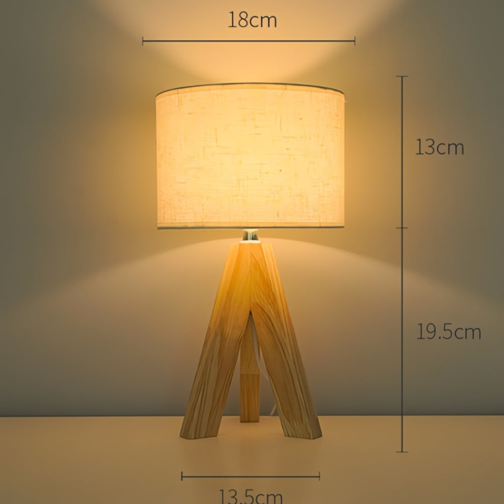 Adjustable Light Table Lamp with Wooden Base for Bedroom and Desk