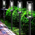 Clear Glass Solar Lantern on Black Garden Stake