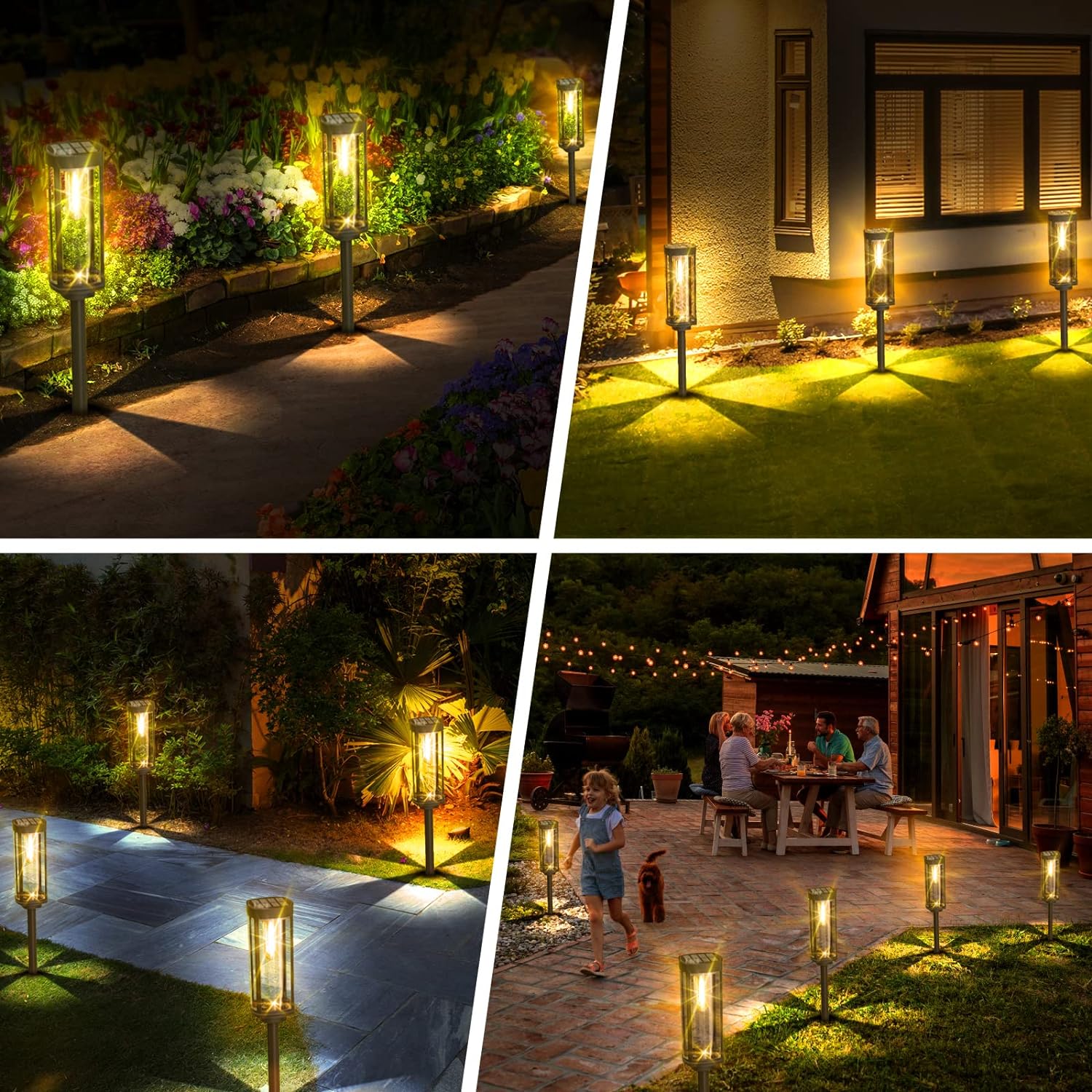 Clear Glass Solar Lantern on Black Garden Stake