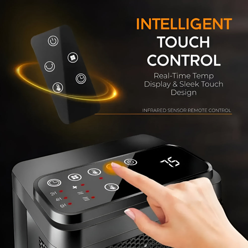 Indoor Electric Heater with Thermostat, Timer, and Oscillating Function