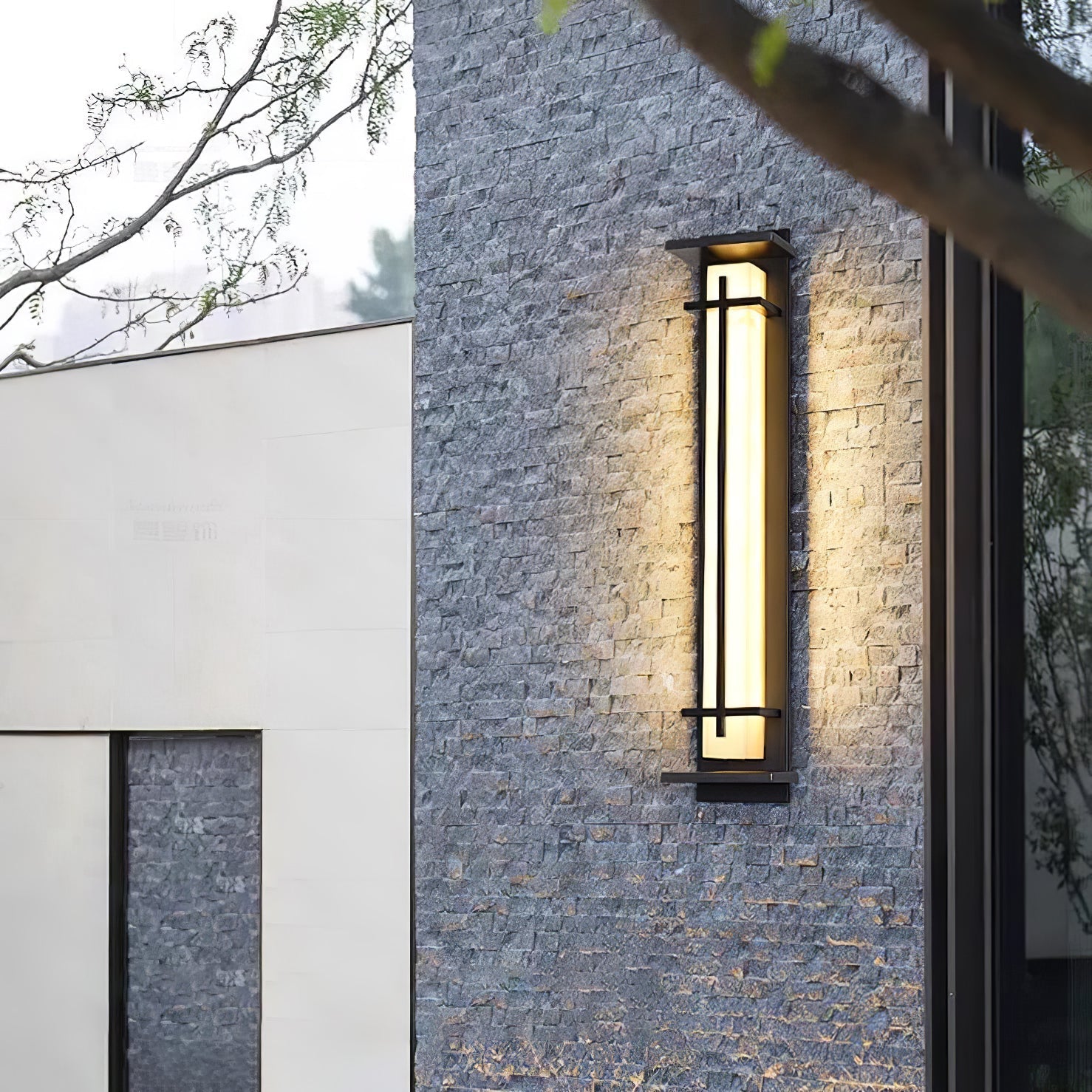 Waterproof LED Outdoor Wall Lamp in Alabaster Design