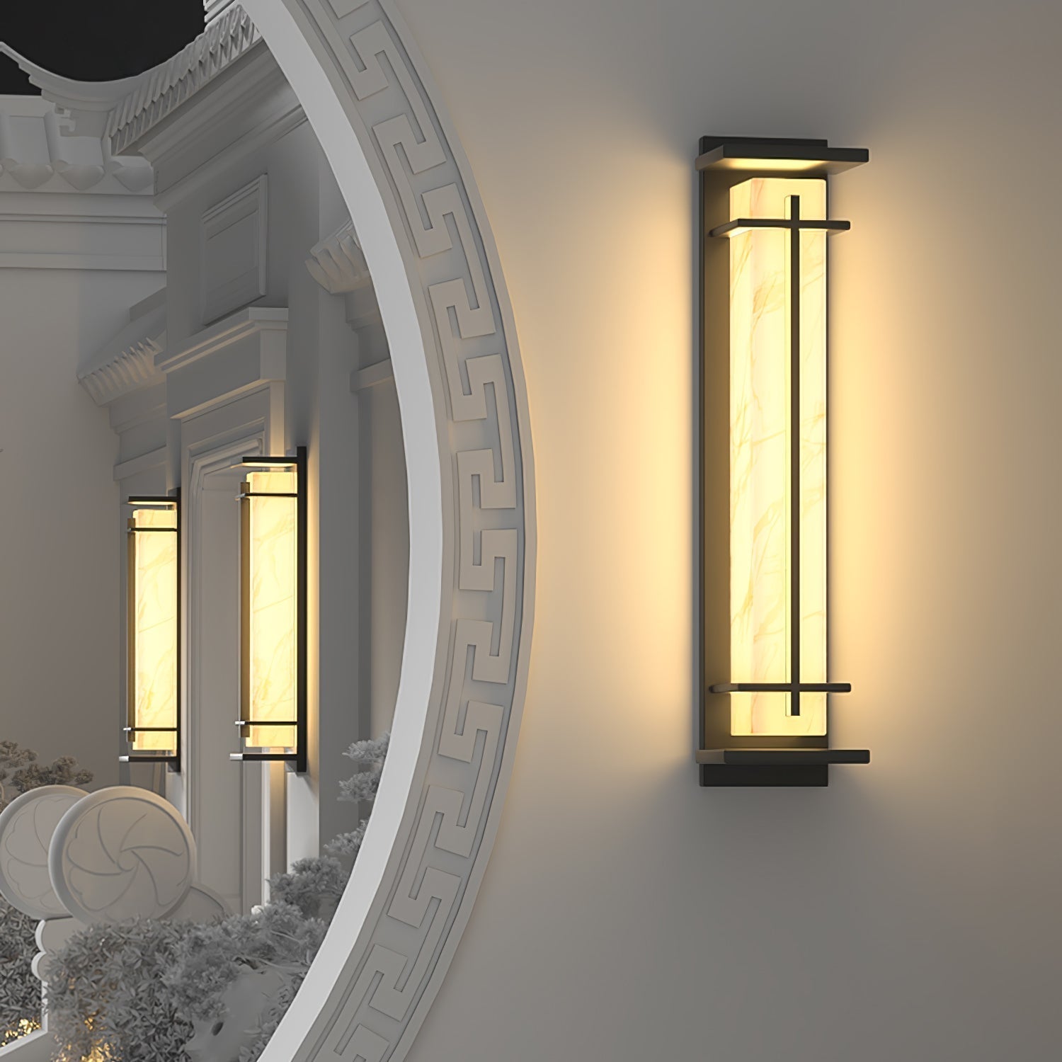 Waterproof LED Outdoor Wall Lamp in Alabaster Design