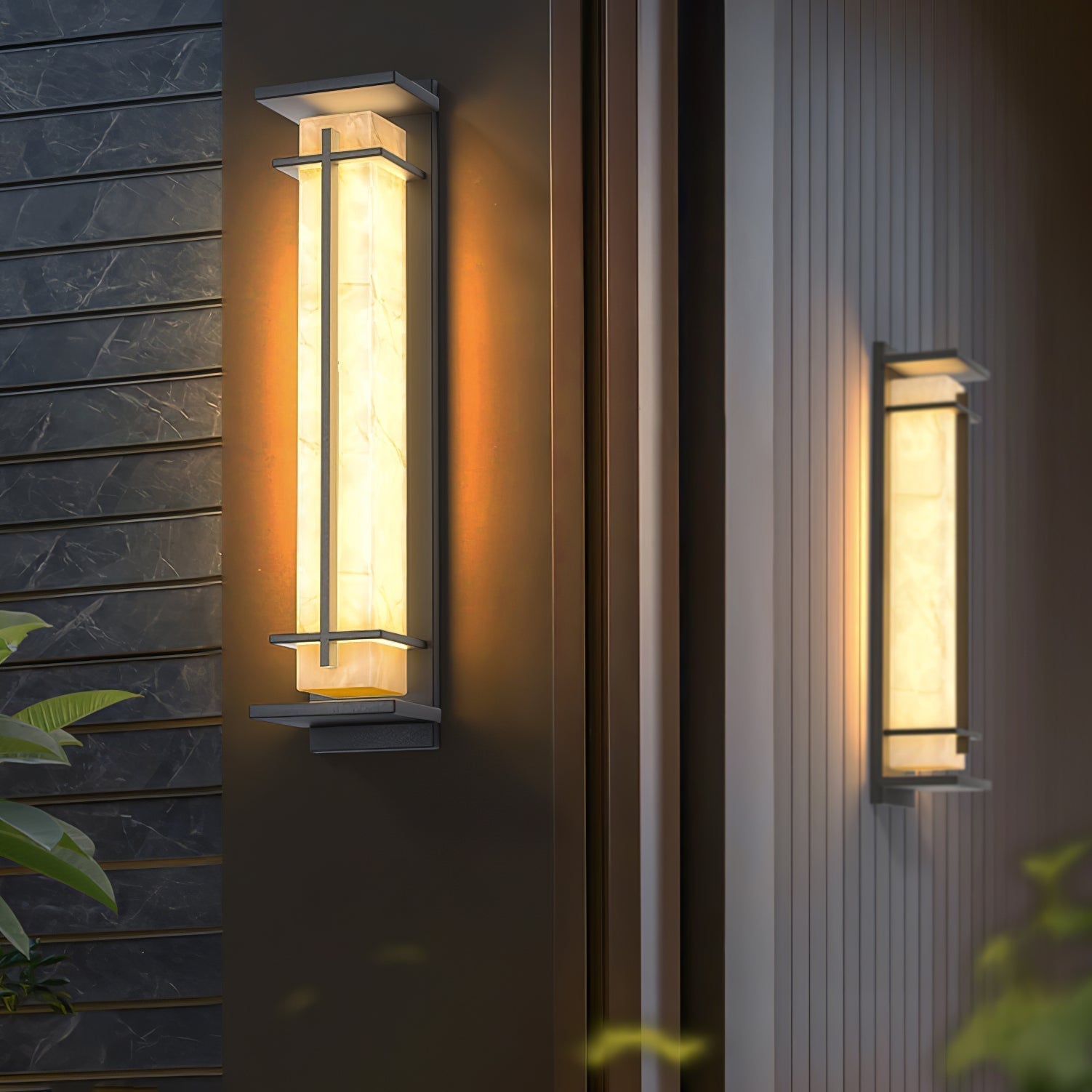 Waterproof LED Outdoor Wall Lamp in Alabaster Design