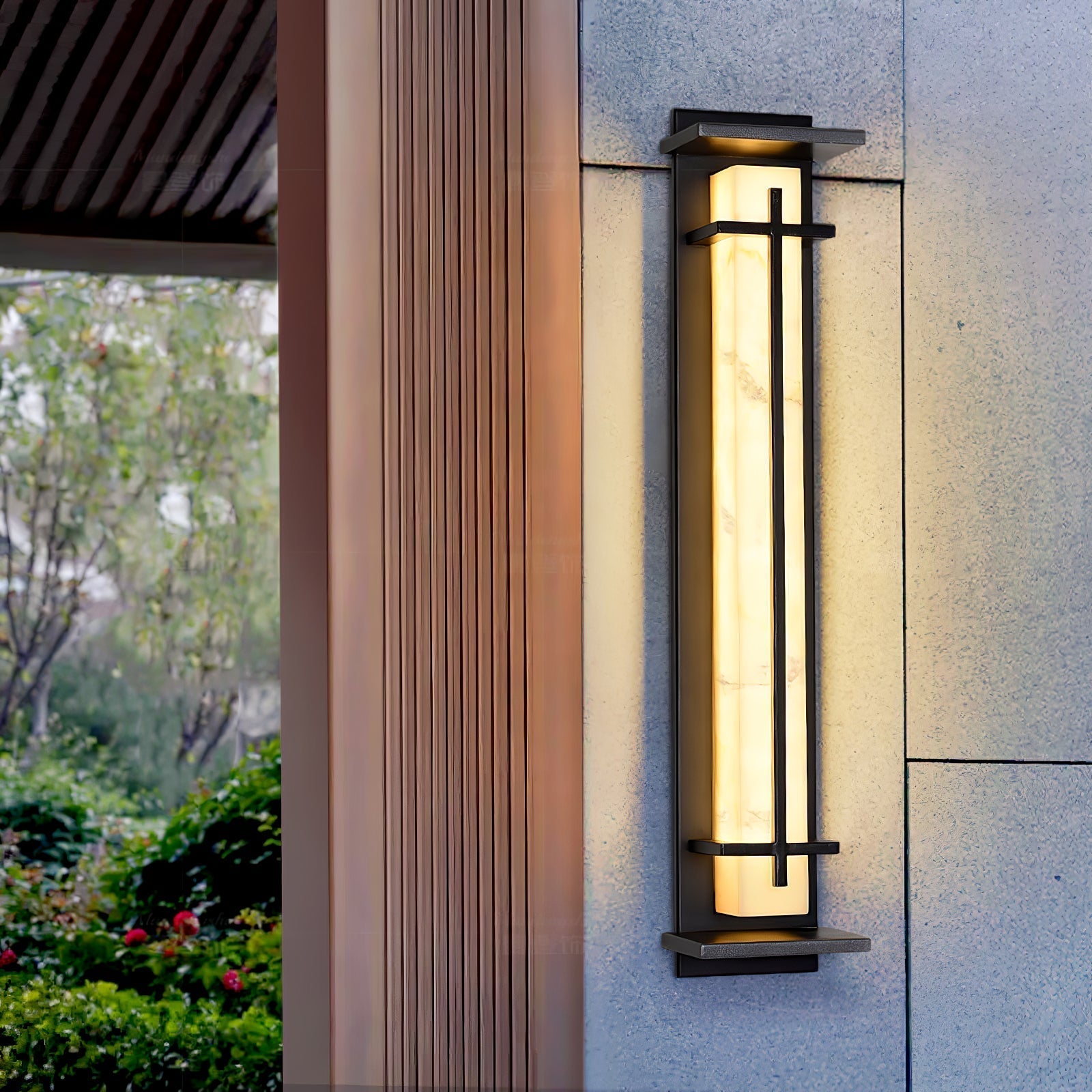 Waterproof LED Outdoor Wall Lamp in Alabaster Design
