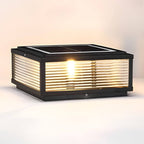 Ribbed Glass Shade Square Pillar Light – Sturdy Outdoor Landscape Illumination