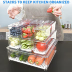 SmartSpace Clear Refrigerator Storage Bins, Stackable 10-Piece Set