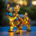 Stained Glass Dog Table Lamp – Animal Light for Bedroom or Desk