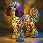 Stained Glass Dog Table Lamp – Animal Light for Bedroom or Desk