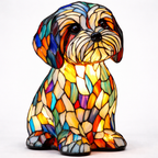 Dog Mosaic Stained Glass Table Lamp for Bedroom Lighting