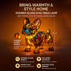 LED Nightlight Table Lamp with Stained Glass Dog Design for Bedroom