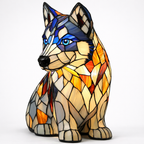 LED Nightlight Table Lamp with Stained Glass Dog Design for Bedroom