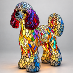 Dog Mosaic Stained Glass Table Lamp for Bedroom Lighting