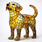 Dog Mosaic Stained Glass Table Lamp for Bedroom Lighting