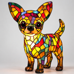 LED Nightlight Table Lamp with Stained Glass Dog Design for Bedroom