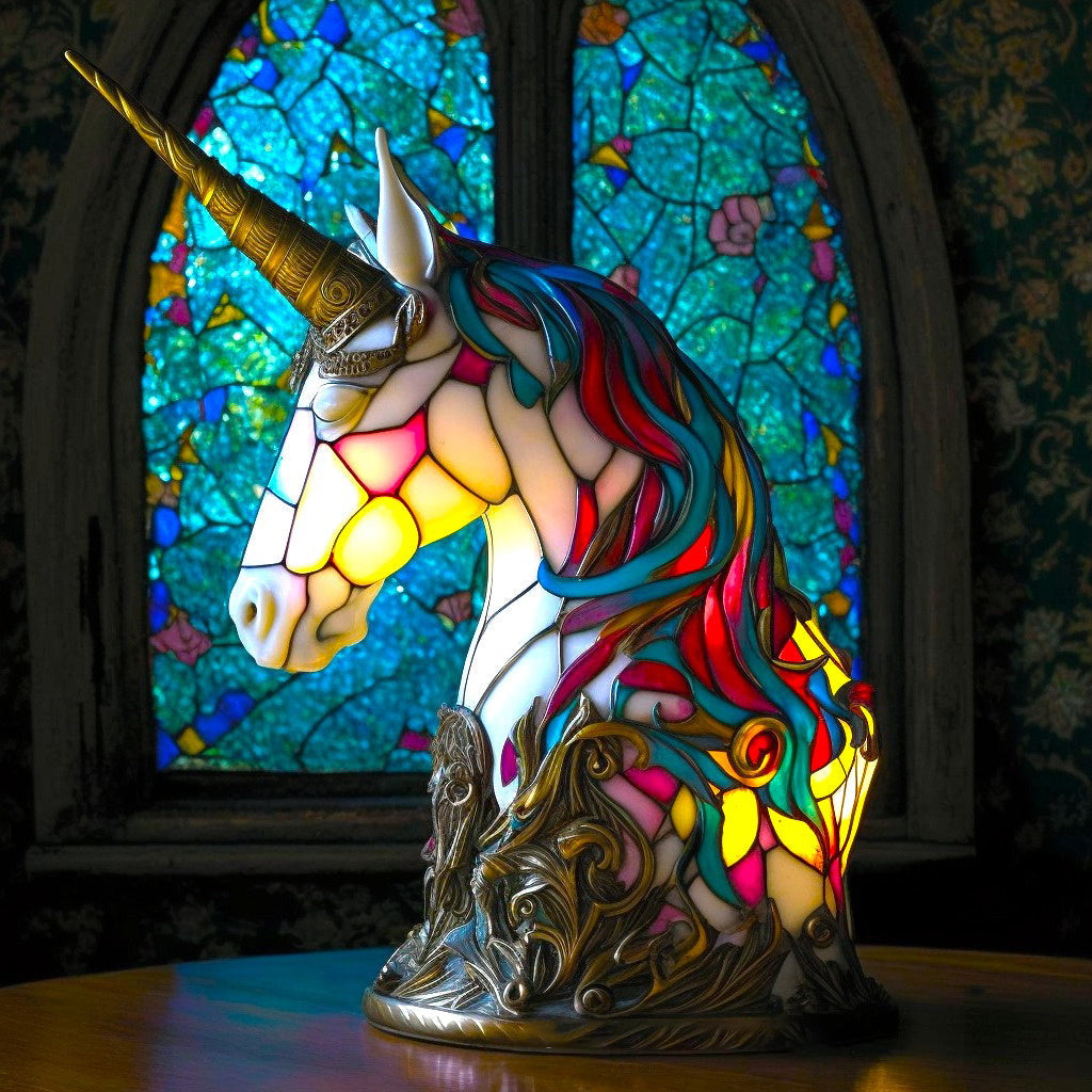 Accent Light Table Lamp with Animal Design and Stained Glass Finish