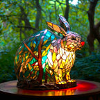 Accent Light Table Lamp with Animal Design and Stained Glass Finish